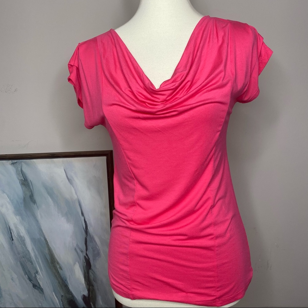 Ann Taylor drapeneck cap sleeve blouse | Small